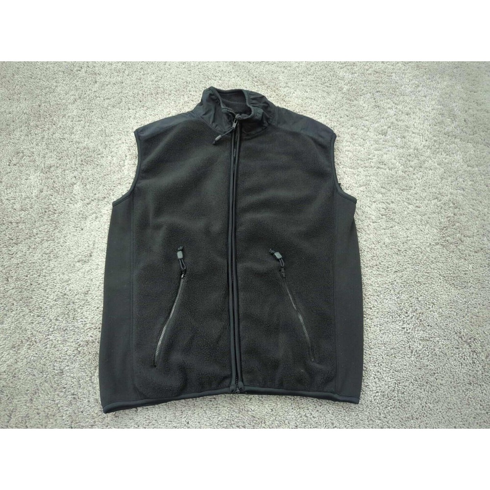 Polar Edge Vest Mens Medium Black‎ Full Zip Pockets Fleece Outdoor